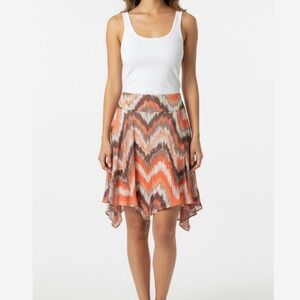 Tommy Bahama Handkerchief Multicolor Zigzag 100% Silk Chiffon Skirt Size 6